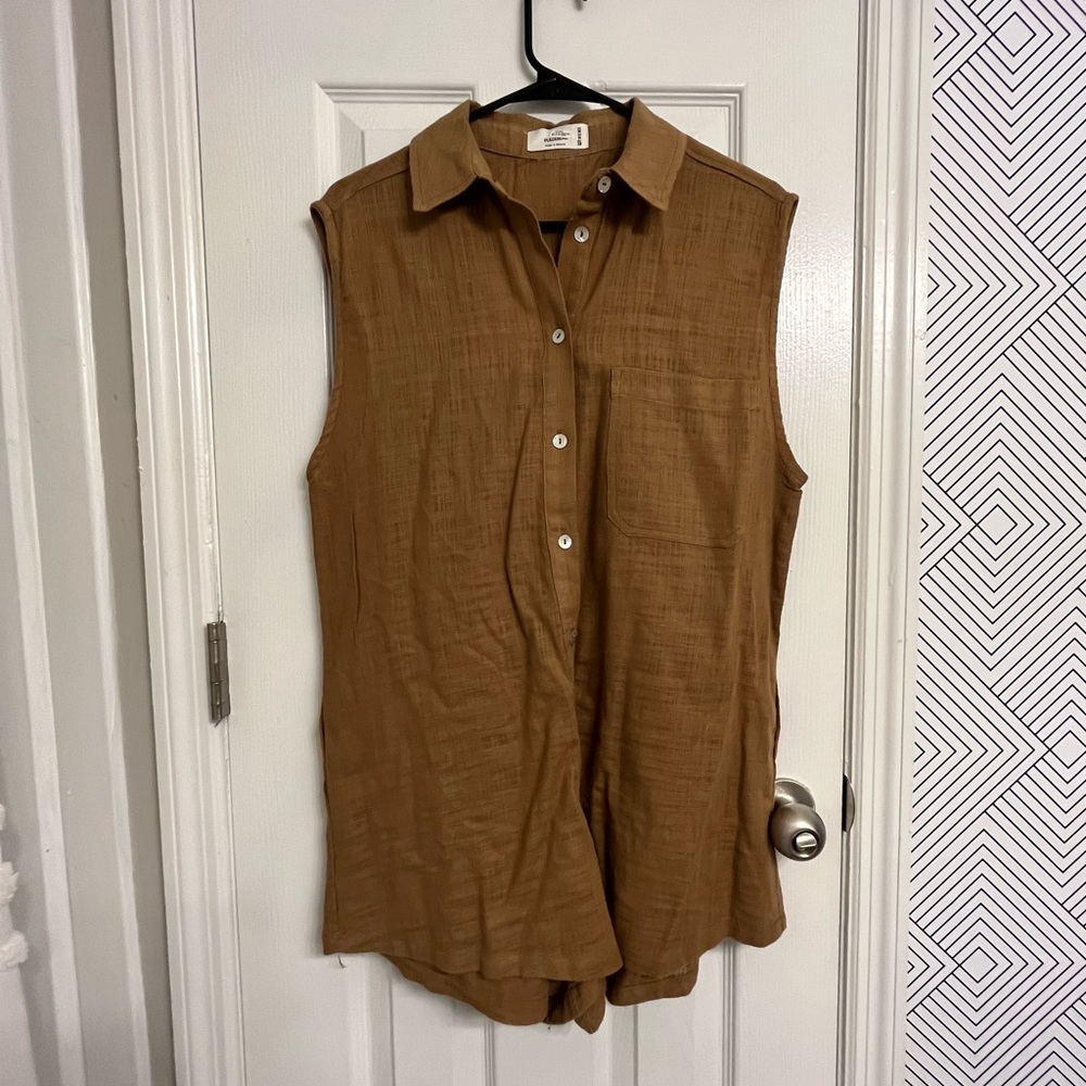 Linen Brown Romper. M. Barely worn.
